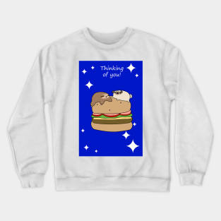 "Thinking of You" Sloth and Pug Burger Crewneck Sweatshirt